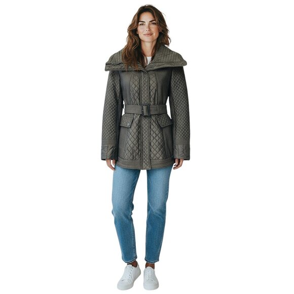 Burberry Taupe Quilted Belted Jacket - Picture 5 of 5